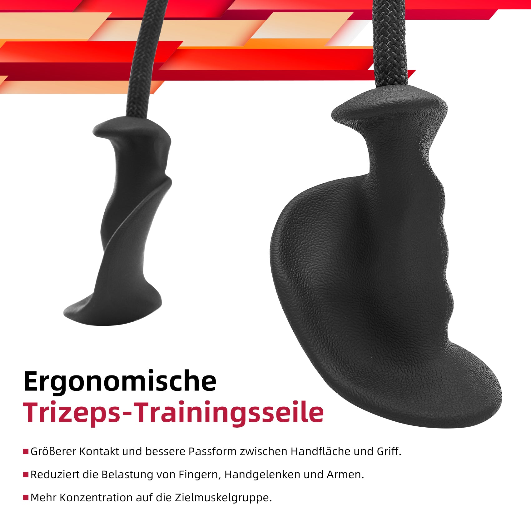 JASPORT ER2 Ergonomisches Trizeps-Seil (Schwarz)