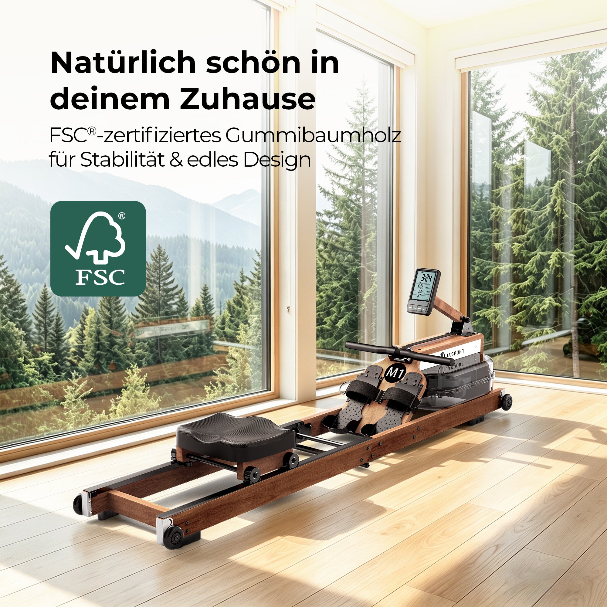 JASPORT M1 Klappbares Wasserrudergerät für Zuhause（Walnussbraun）