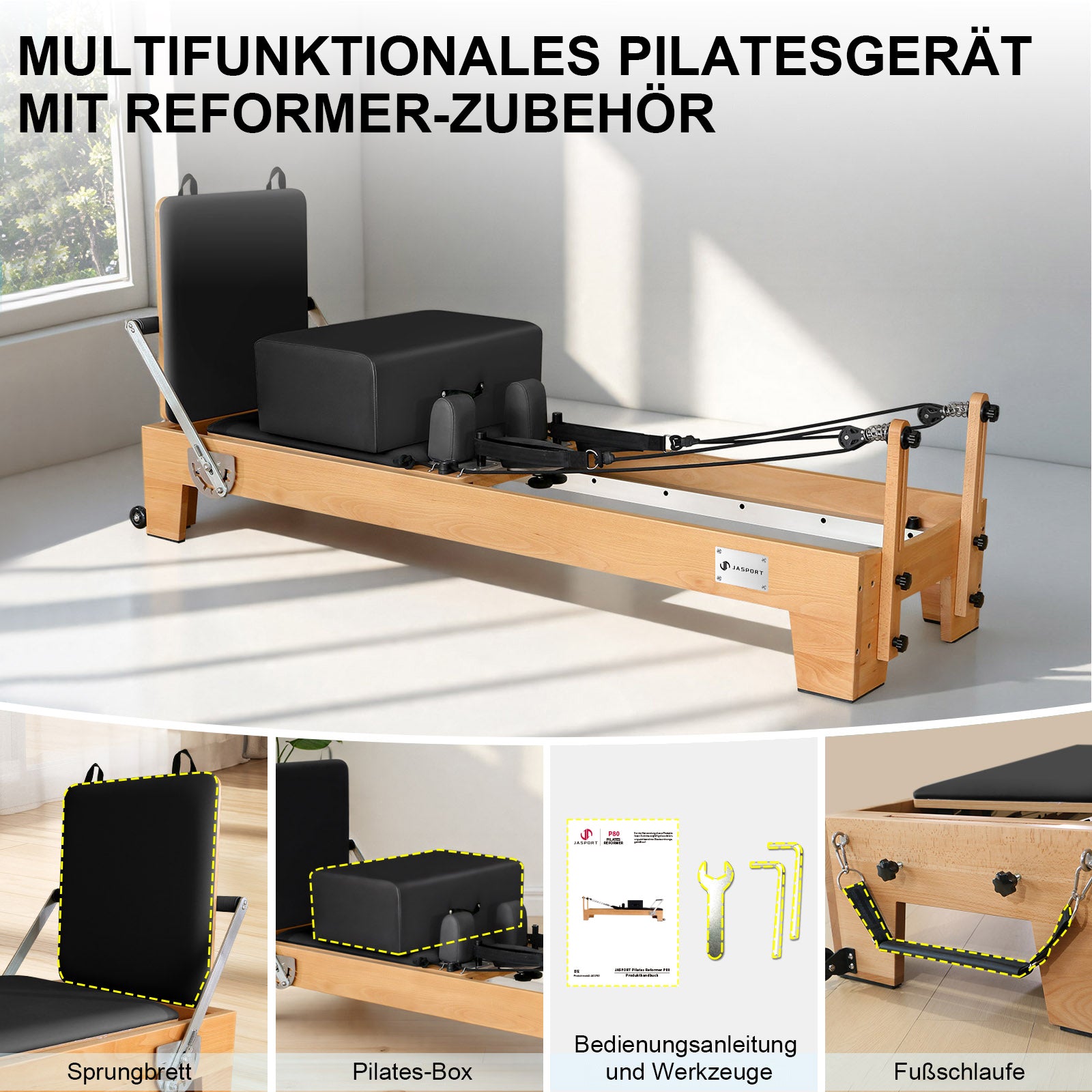 JASPORT P80 Pilates Reformer aus Buchenholz