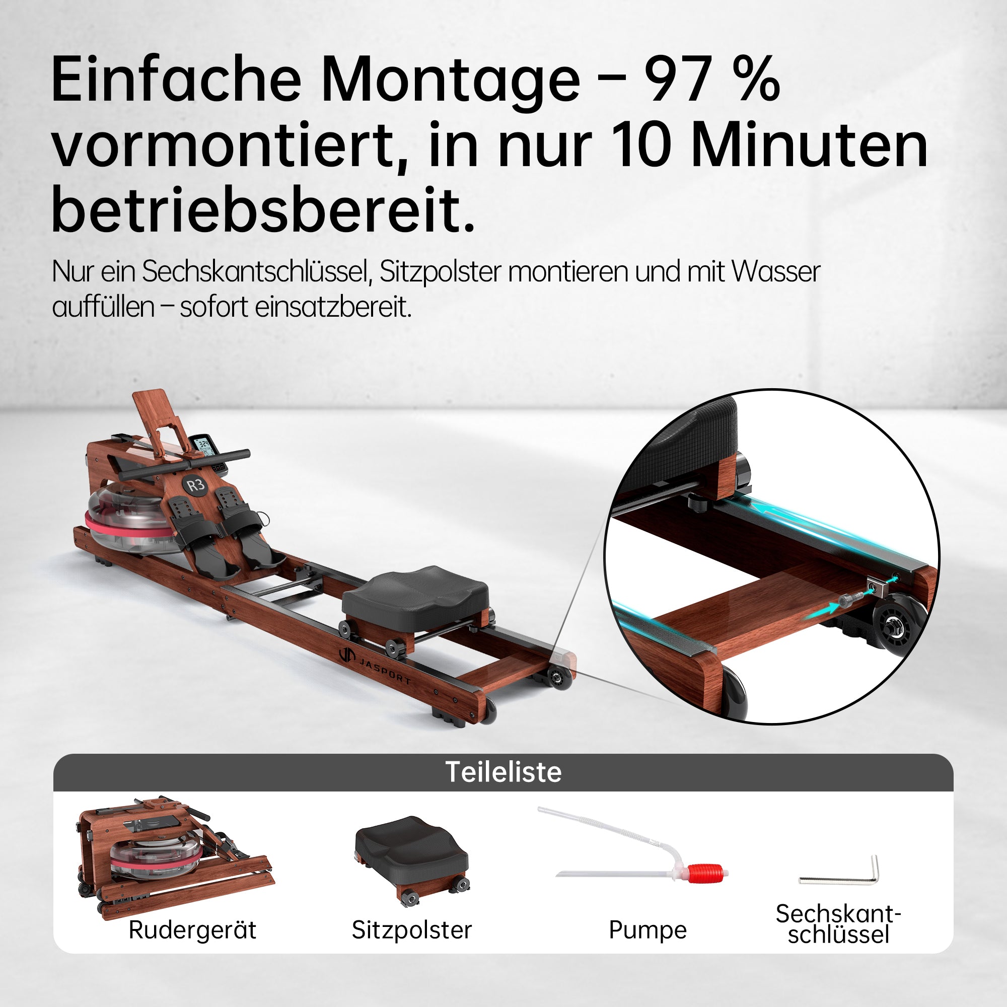 JASPORT R3 Klappbares Wasserrudergerät für Zuhause（Sapelli）