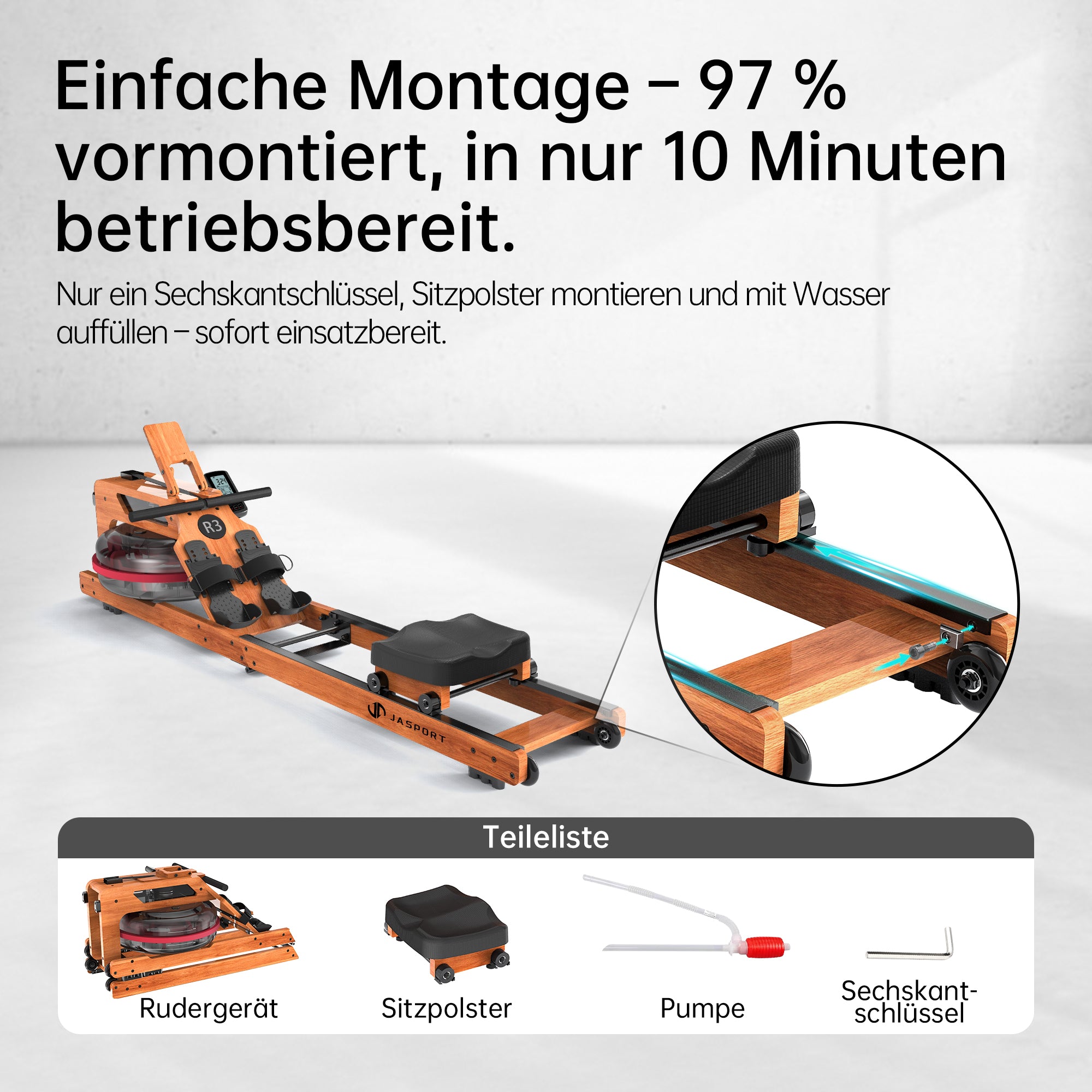 JASPORT R3 Klappbares Wasserrudergerät für Zuhause（Kirsch）