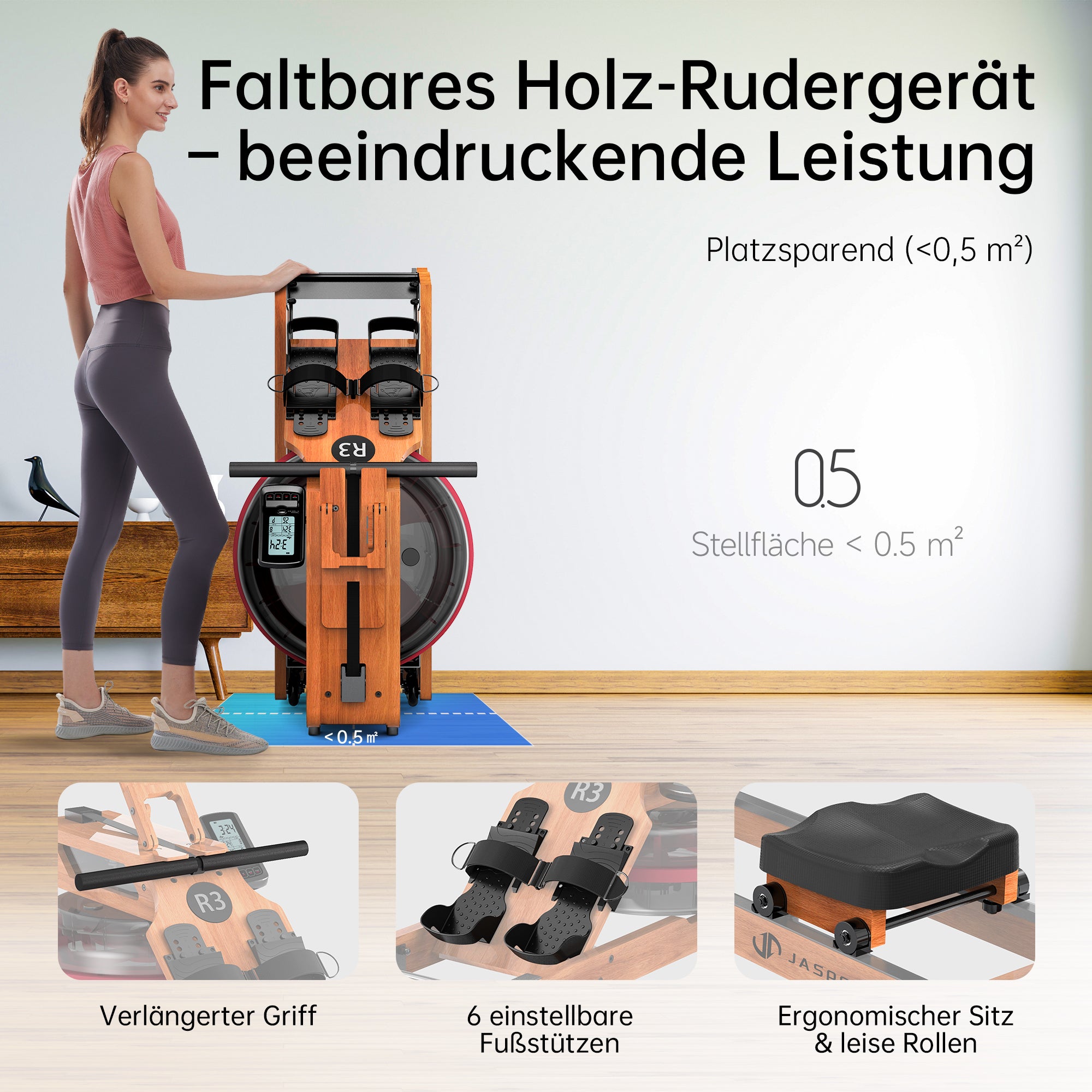 JASPORT R3 Klappbares Wasserrudergerät für Zuhause（Kirsch）