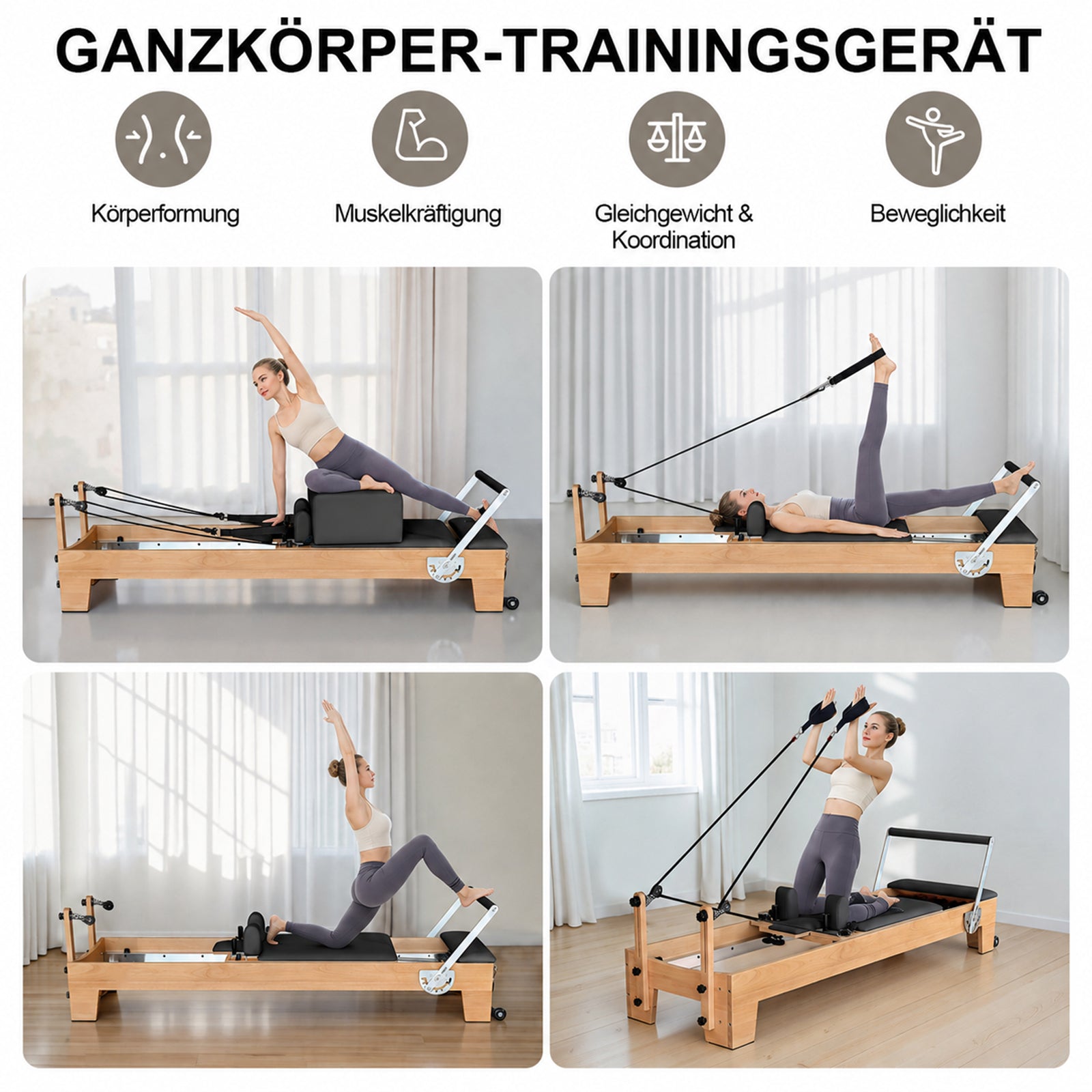 JASPORT P80 Pilates Reformer aus Buchenholz