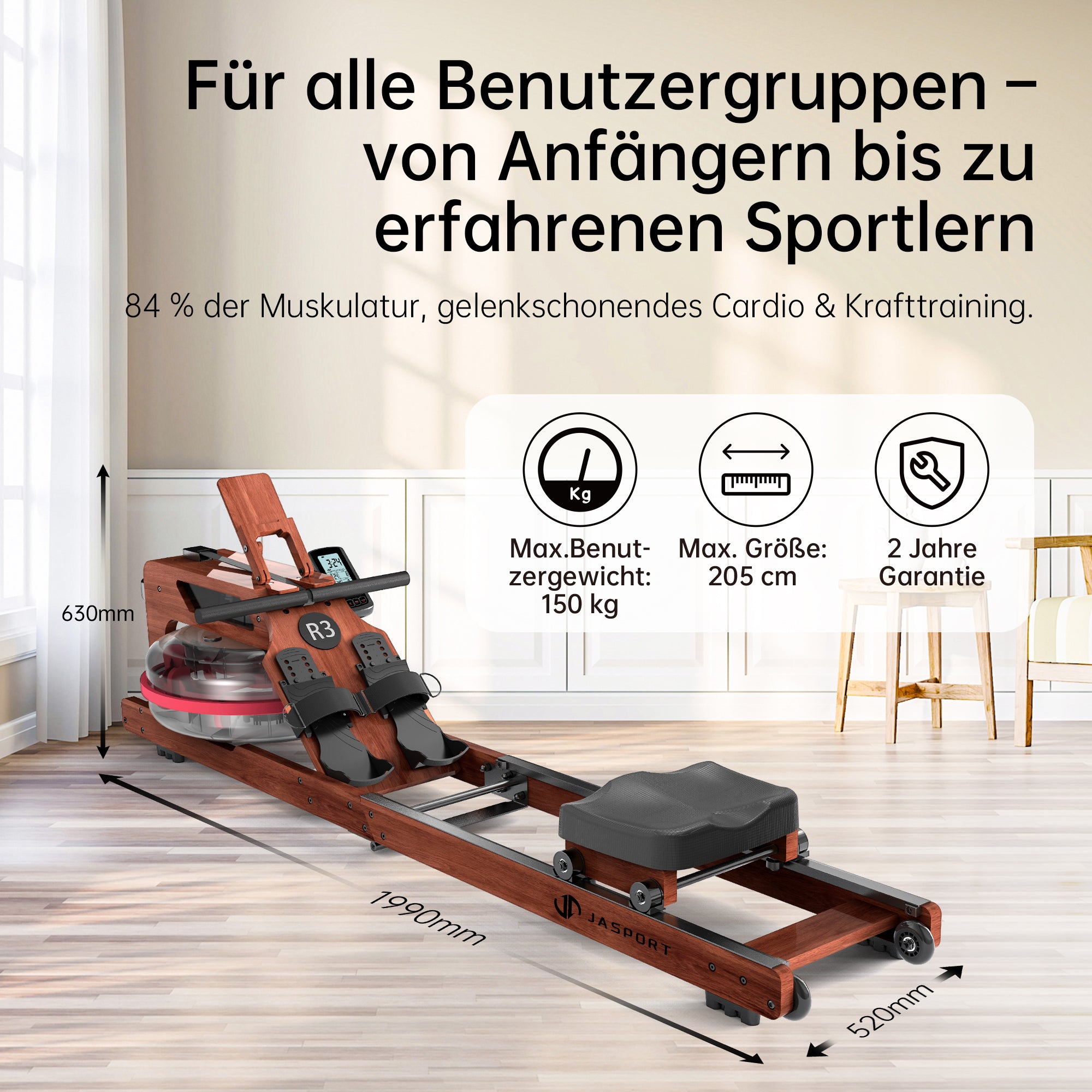 JASPORT R3 Klappbares Wasserrudergerät für Zuhause（Sapelli）