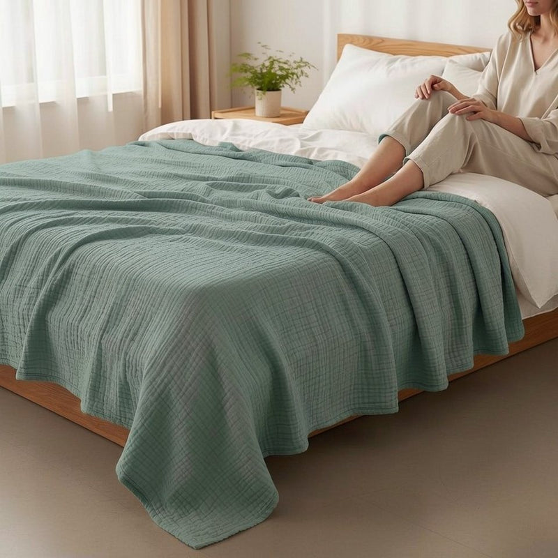 JASLIFE Musselin-Sommerdecke aus 100 % Baumwolle