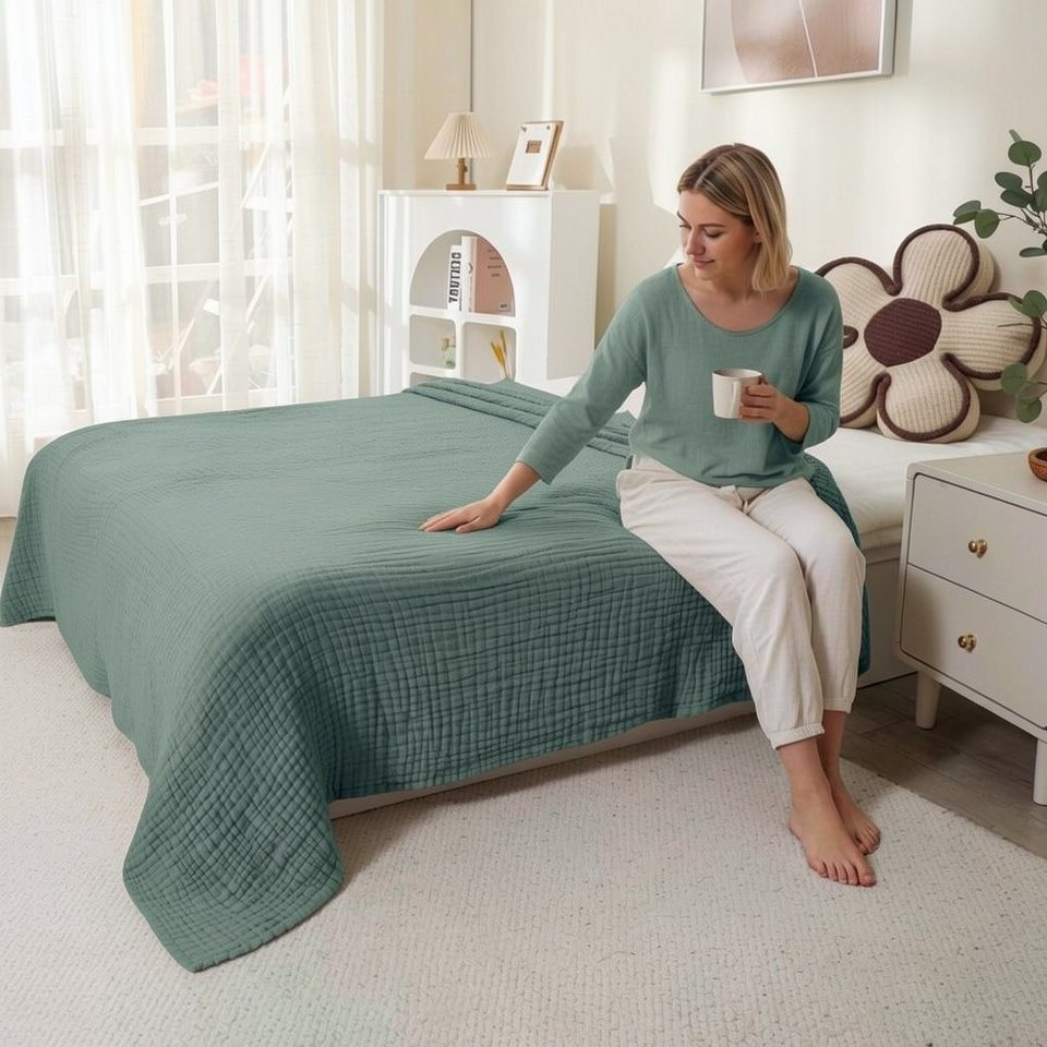 JASLIFE Musselin-Sommerdecke aus 100 % Baumwolle